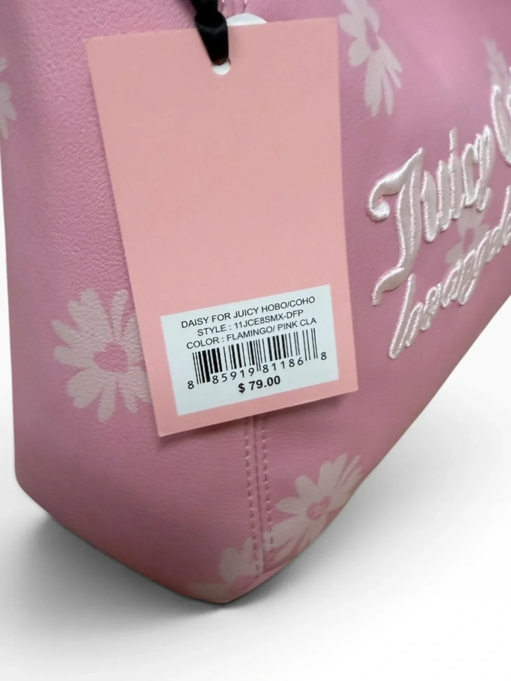 Juicy Couture Daisy For Juicy Pink Hobo Shoulder Bag Floral Logo Charm NWT Purse